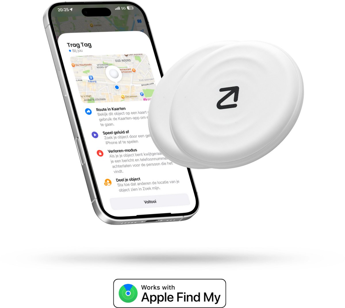 2x Trag Tag - Werkt Met Apple Zoek Mijn - Koffer Tracker - Bluetooth Smart Tracker Tag voor Bagage/tassen - Sleutelvinder - 2 stuks