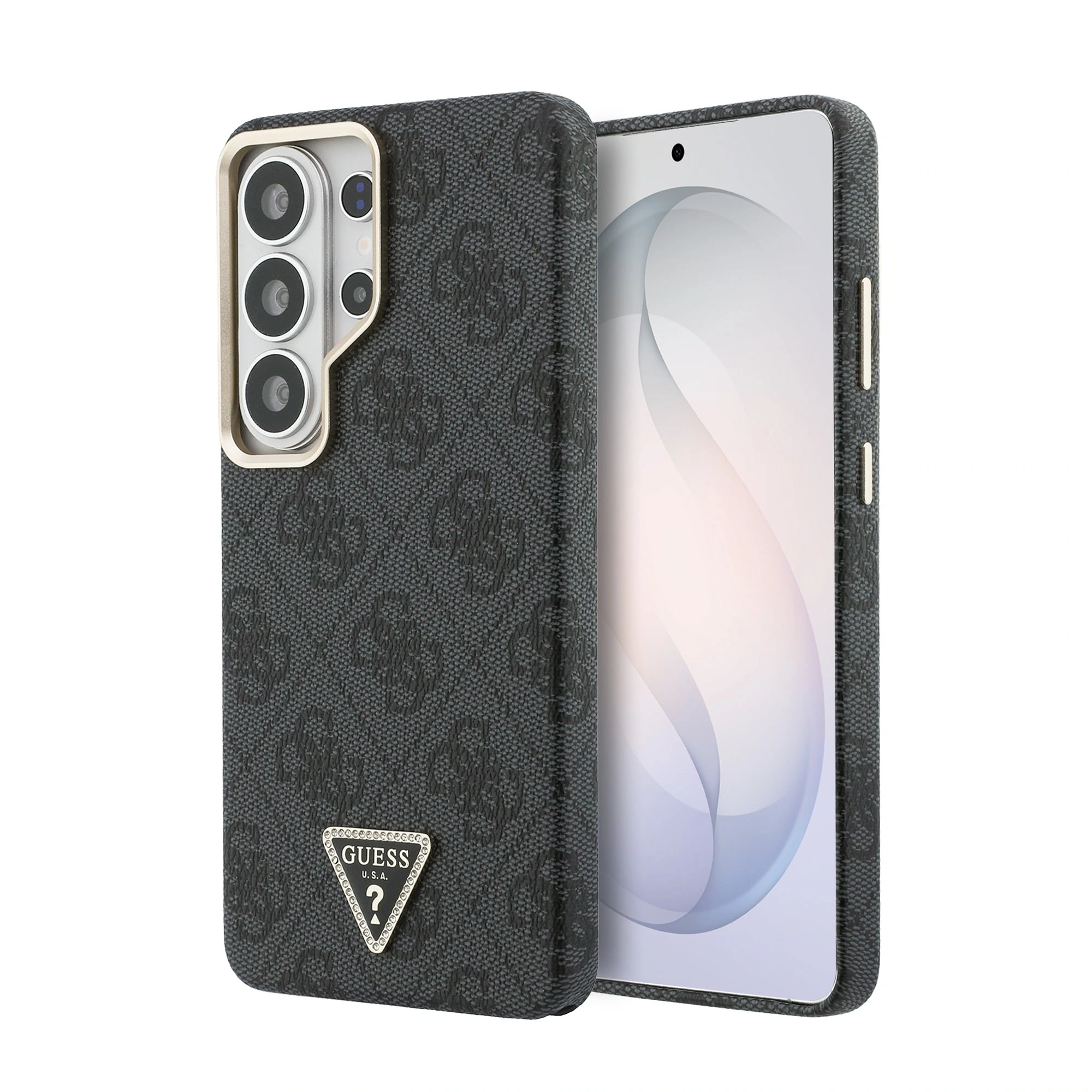 Guess 4G Strass Triangle Logo Samsung Galaxy S26 Ultra hoesje met MagSafe - Grijs