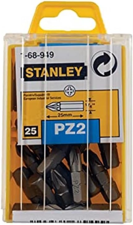 25 PZ2 bits 1/4 inch 25 mm Stanley 1-68-949