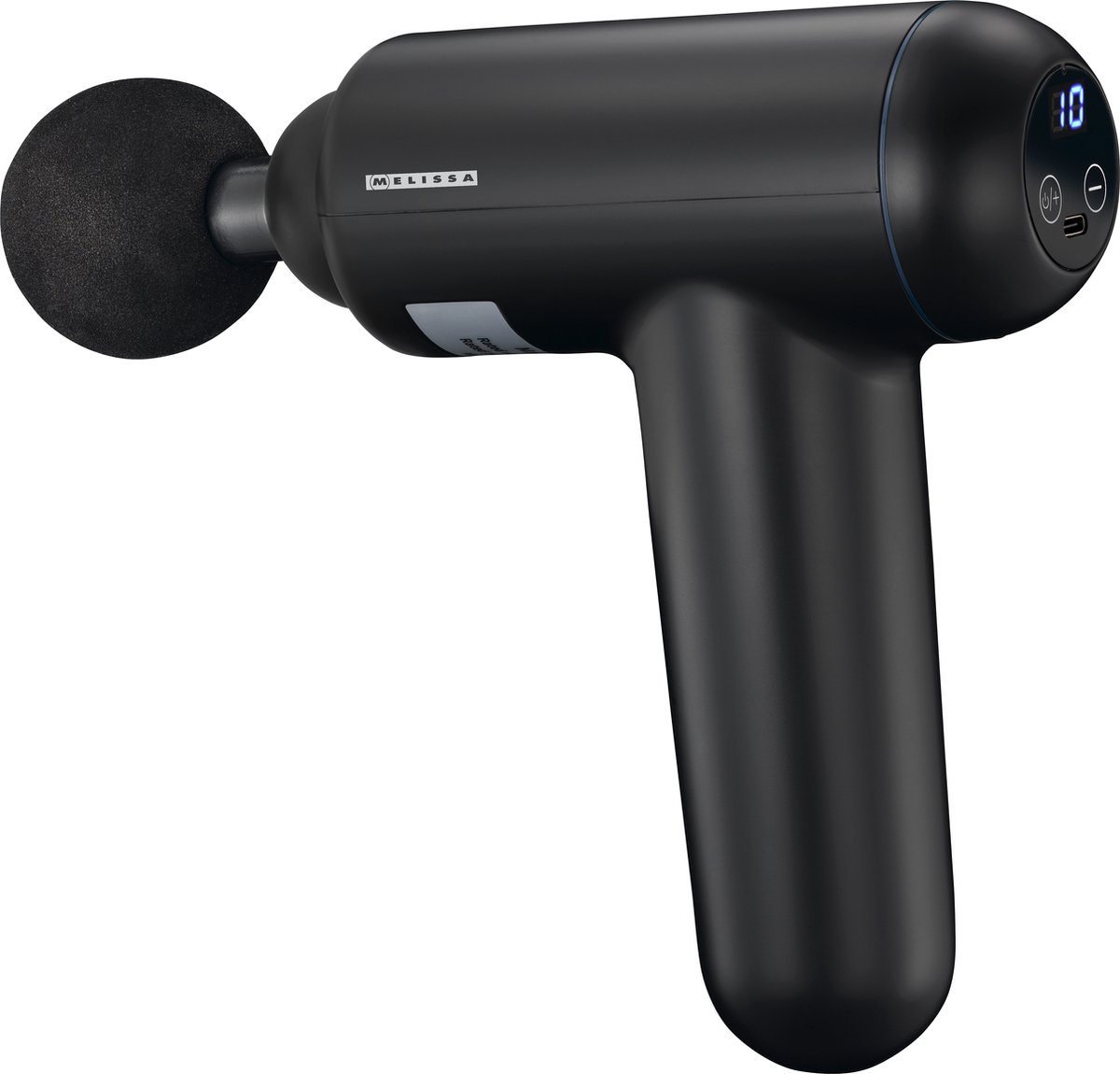 Melissa Massage Pistool - Massage Gun - Oplaadbaar via USB - LED display - 4 Massagekoppen inbegrepen - Massagepistool 16770048 - Zwart