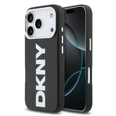 DKNY iPhone 17 Pro Backcover hoesje - MagSafe - Full Wrap With Large Vertical Logo - Zwart