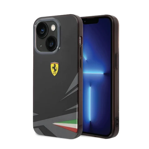 Ferrari iPhone 14 Plus & 15 Plus Backcover hoesje - Double Layer Print - Zwart