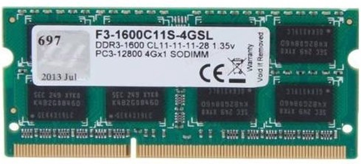 SO DDR3 4GB PC 1600 CL11 G.Skill 1.35V Value 4GSL