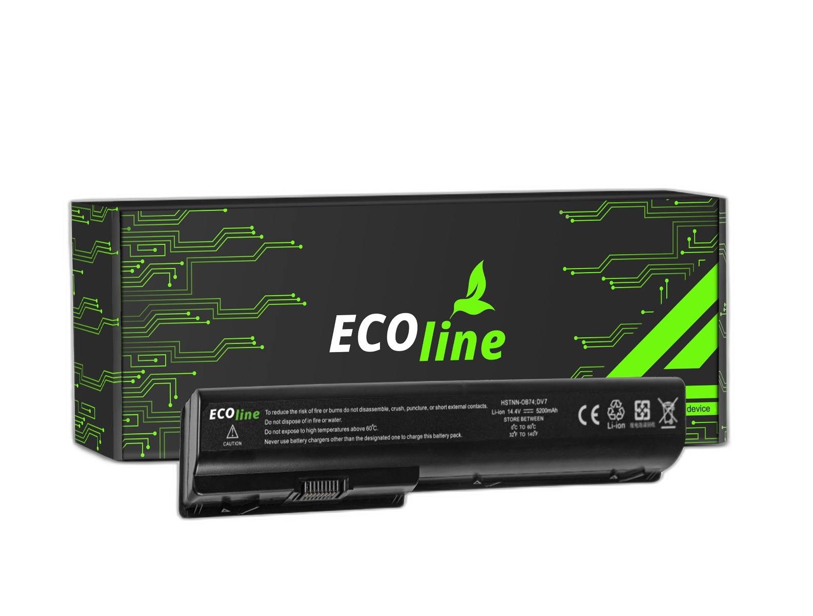 EcoLine - HSTNN-DB75 Batterij Compatibel Met De HP Pavilion DV7 DV7T DV7Z DV8 / 14.4V 4400mAh