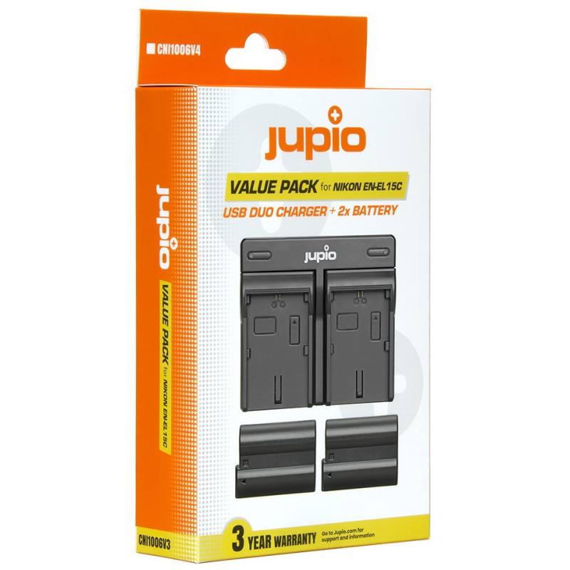 Jupio Kit: 2 x camera-accu EN-EL15C 2100mAh + USB-C Dual lader