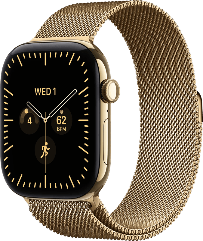 Apple Watch Series 12 Cellular 46mm Titanium Goud Milanese Band M/L