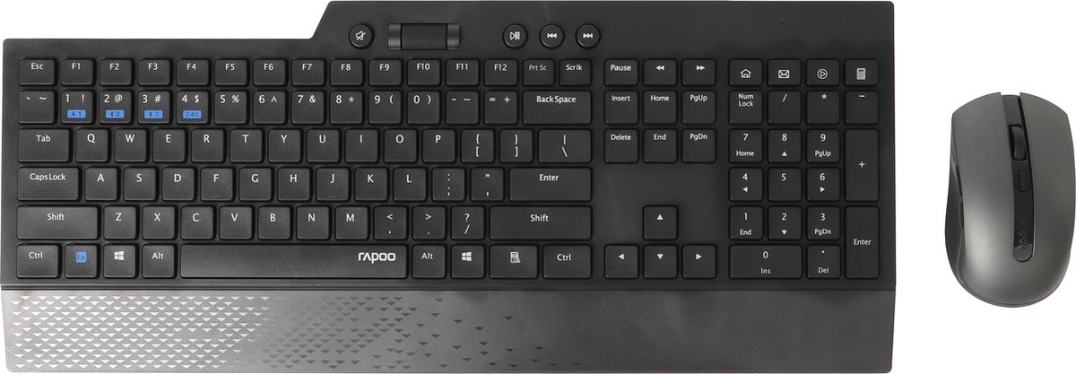 8200T Draadloze Combo set Toetsenbord-Muis, multimode, QWERTY, Zwart