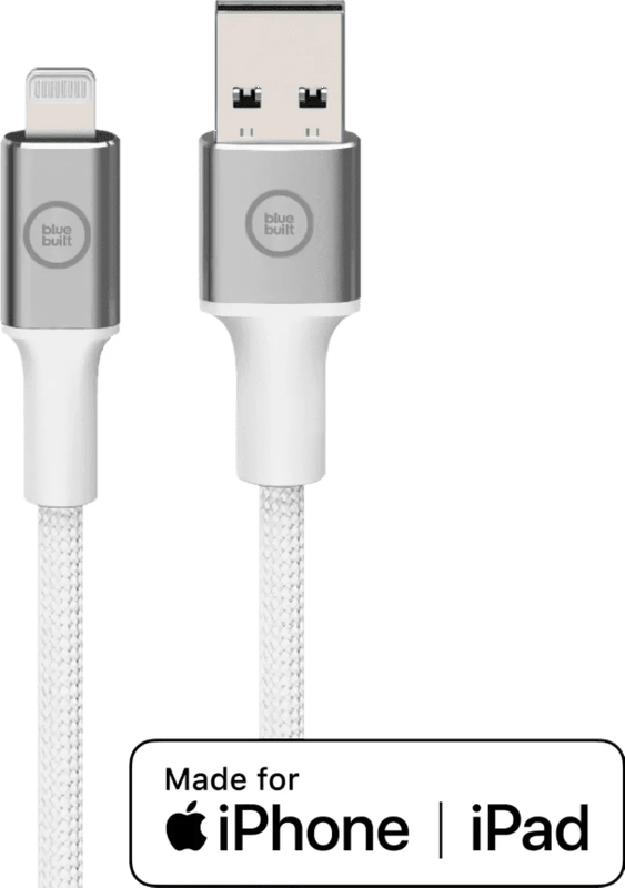 BlueBuilt Usb A naar Lightning Kabel 1,5m Nylon Wit