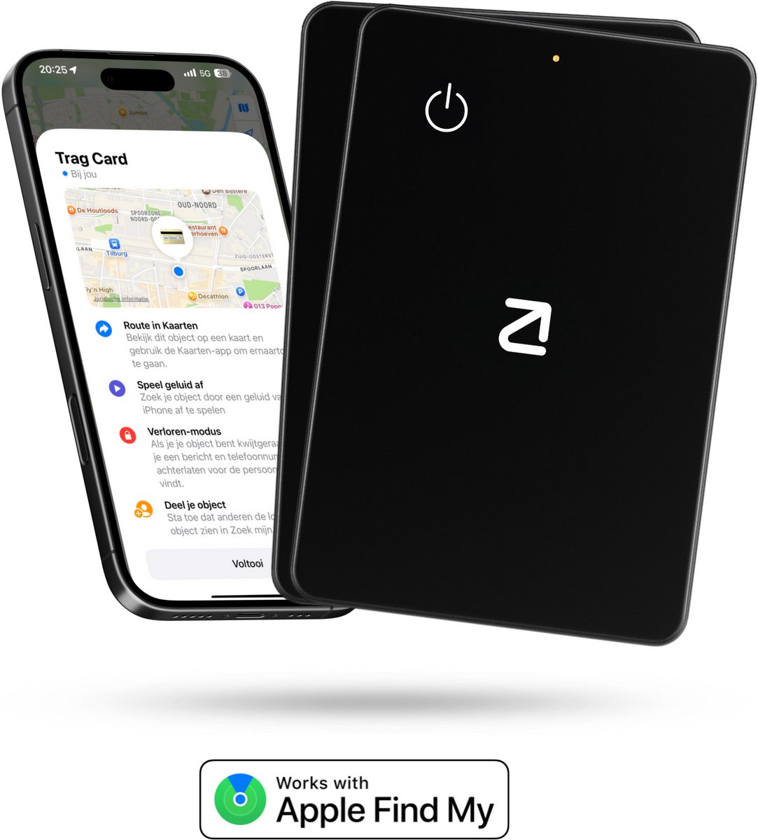 2x Trag Card - Bluetooth tracker voor portemonnee - Werkt met Apple Find My - Draadloos oplaadbaar - Wallet kaart - Aircard