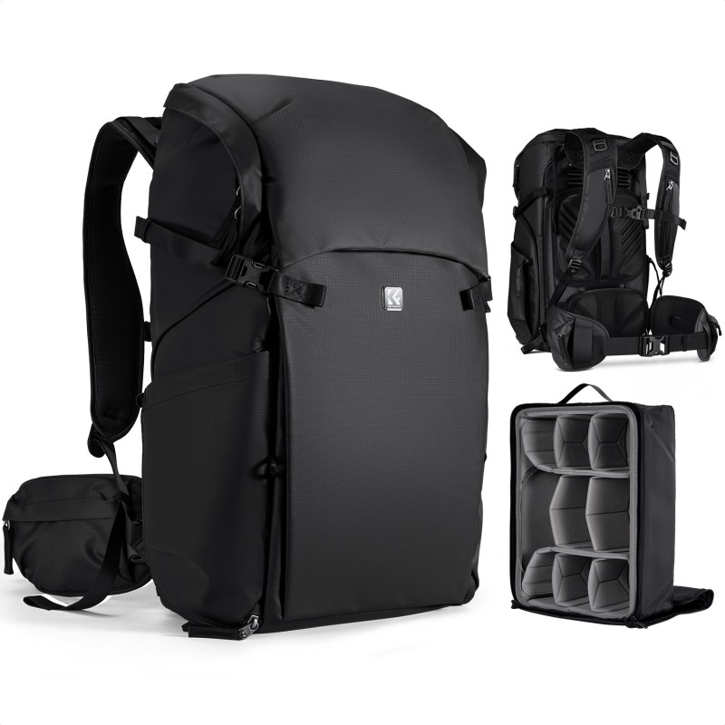 K&F Concept backpack 30L foto rugzak zwart met 15 inch laptopvak