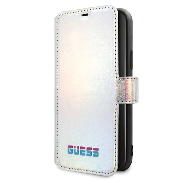 Guess Iridescent Book Cover Beschermhoesje iPhone 11 Pro Max - Zilver