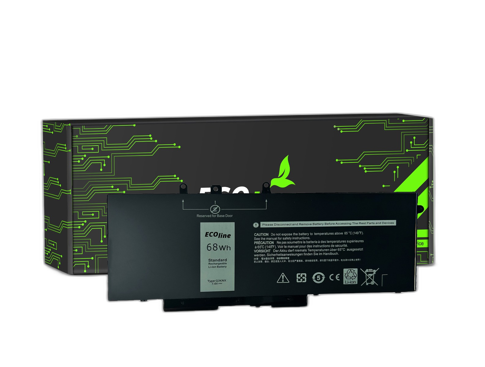 EcoLine - 93FTF GJKNX Batterij Compatibel Met De Dell Latitude 5280 5290 5480 5490 5491 5495 5580 5590 5591 Precision 3520 3530 / 7.6V 8900mAh