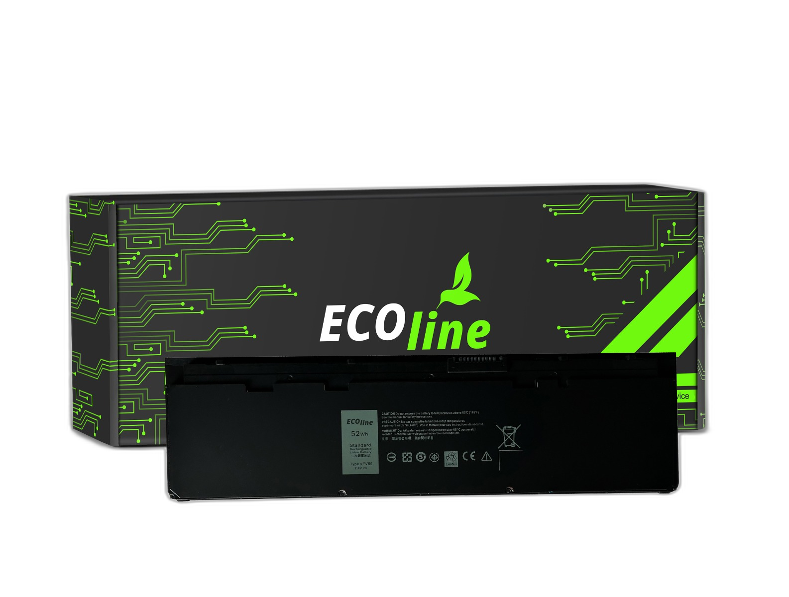 EcoLine - WD52H GVD76 Batterij Compatibel Met De Dell Latitude E7240 E7250 laptops / 7.4V 6000mAh