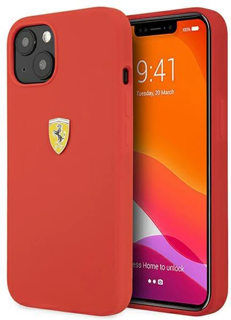 Ferrari iPhone 13 Backcover hoesje Metal Logo - Rood