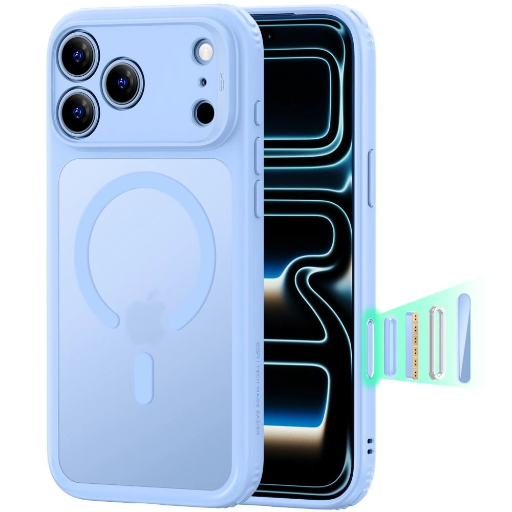 ESR Classic Hybrid MagSafe-hoesje voor iPhone 17 Pro en iPhone 18 Pro - Mat Lichtblauw