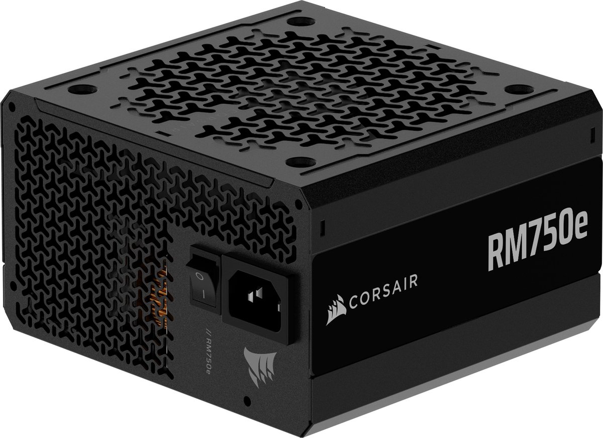 Corsair RM750e - Interne Voeding - 750 Watt - Modulair - ATX 3.1 - PCIe 5.1 - Cybenetics Gold efficiëntie - Zero RPM modus - Zwart