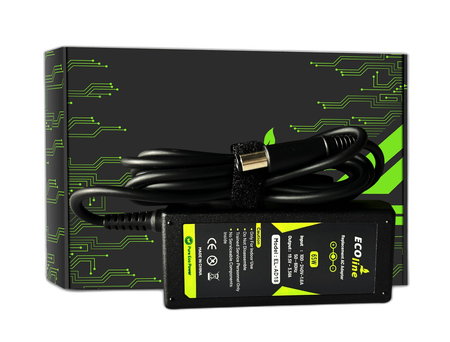 EcoLine - Oplader / AC Adapter - Compatibel Met De Dell Inspiron 15 1525 3541 3541 Latitude 3350 3460 E4200 XPS 13 L321x L322x - 19.5V 3.34A 65W