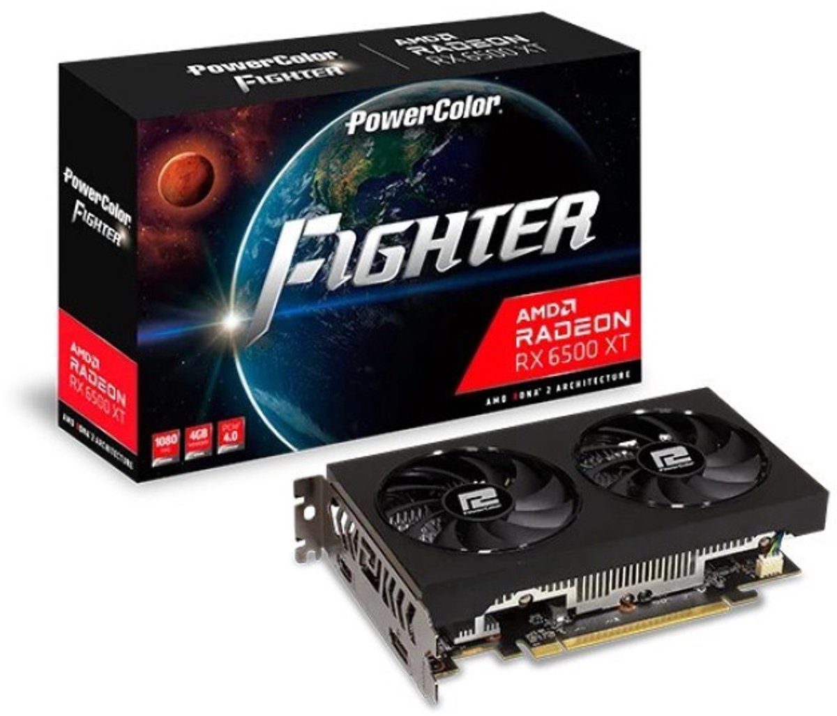 PowerColor Fighter - Grafische Kaart - Radeon RX 6500 XT - 4GB GDDR6 - Dual Fan Koeling