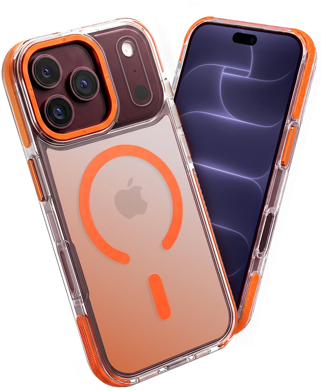 Hoesje - Geschikt voor Apple iPhone 18 Pro - Magsafe Compatible - Holographic - Sterk & Shockproof - Back Cover - Telefoon Hoes Shockproof - Shock Proof Case - Telefoonhoes - Oranje