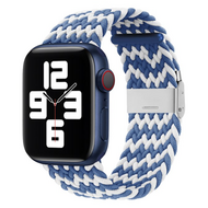 Braided nylon bandje - Blauw / Wit - Geschikt voor Apple Watch 38mm / 40mm / 41mm / 42mm