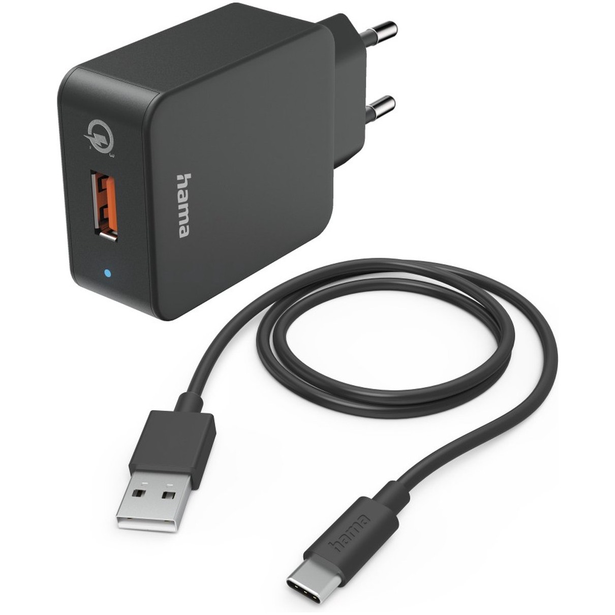 Hama Reislader set USB-C QC 3.0 19,5 Watt Oplader Zwart