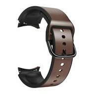 2 in 1 siliconen/ leren bandje - Donkerbruin - Samsung Galaxy watch 7 / Galaxy Watch FE - 40mm & 44mm