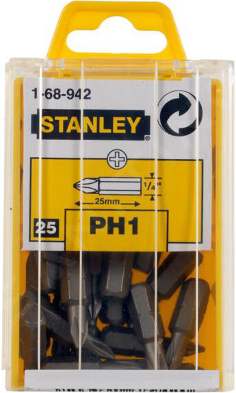 25 PH1 bits 1/4 inch 25 mm Stanley 1-68-942