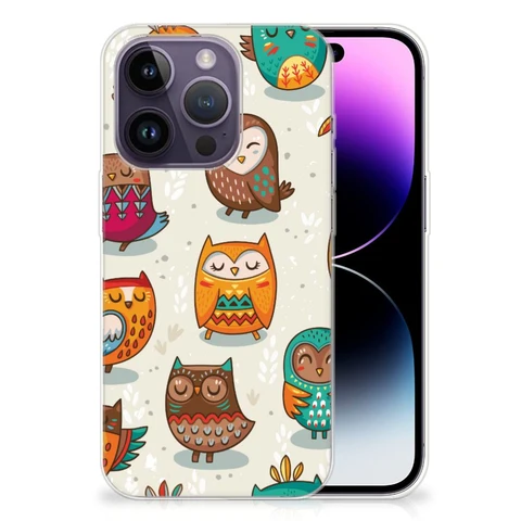 Apple iPhone 14 Pro | Flexibel TPU Hoesje | Vrolijke Uilen