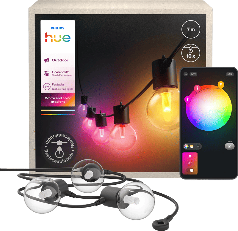 Philips Hue Festavia Globe Lichtsnoer - 7 meter - 10 lampen