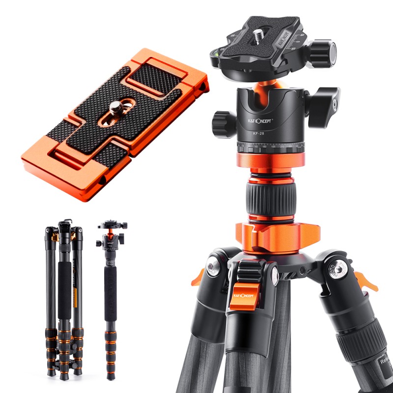 K&F Concept D255C4 carbon statief 170cm met monopod en telefoonhouder