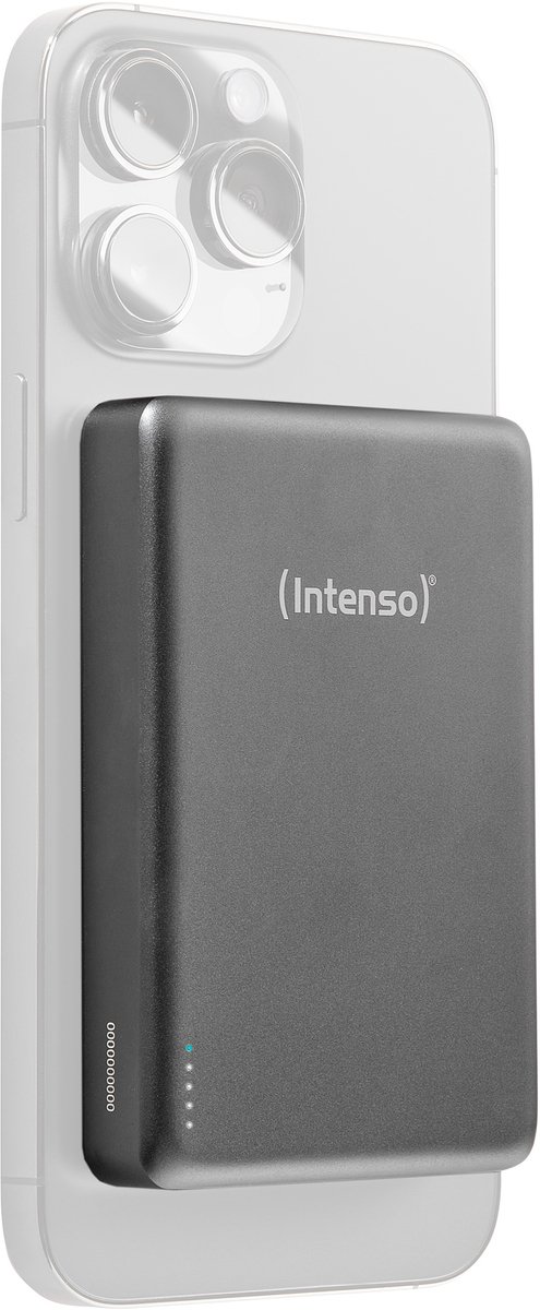 (Intenso) MW10000 Powerbank 10.000 mAh Li-Po - geschikt voor MagSafe - Draadloos & USB-C - 20W PowerDelivery - grijs