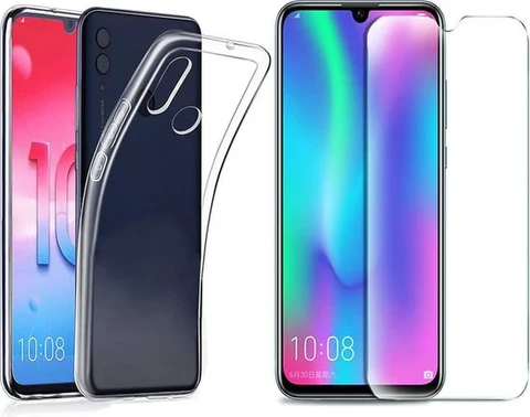 Huawei P Smart Plus 2019 Hoesjes - Transparante TPU Siliconen Backcover - Soft Case - 2x Gehard Glas Screenprotector