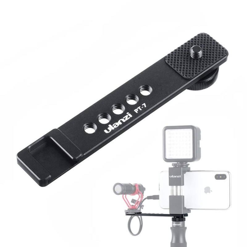 Ulanzi PT-7 cold shoe verlengplaat met vier 1/4 inch schroefgaten voor statief en camera accessoires