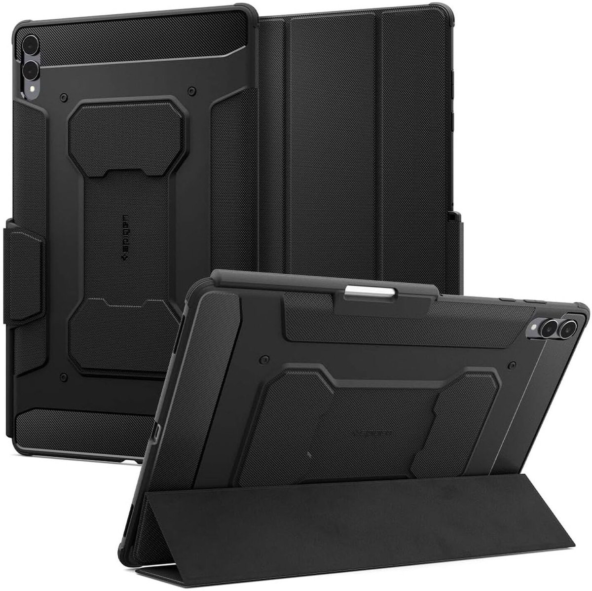 Spigen Rugged Armor Pro - Hoes Geschikt voor Samsung Galaxy Tab S12 Ultra / S11 Ultra - Book Case met Standaard - Zwart