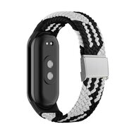 Braided nylon bandje - Zwart met wit - Xiaomi Smart Band 8 / 9 / 10