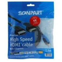 Scanpart Premium High Speed HDMI kabel met Ethernet 1.5m 4K60Hz 18Gbps HDMI kabel