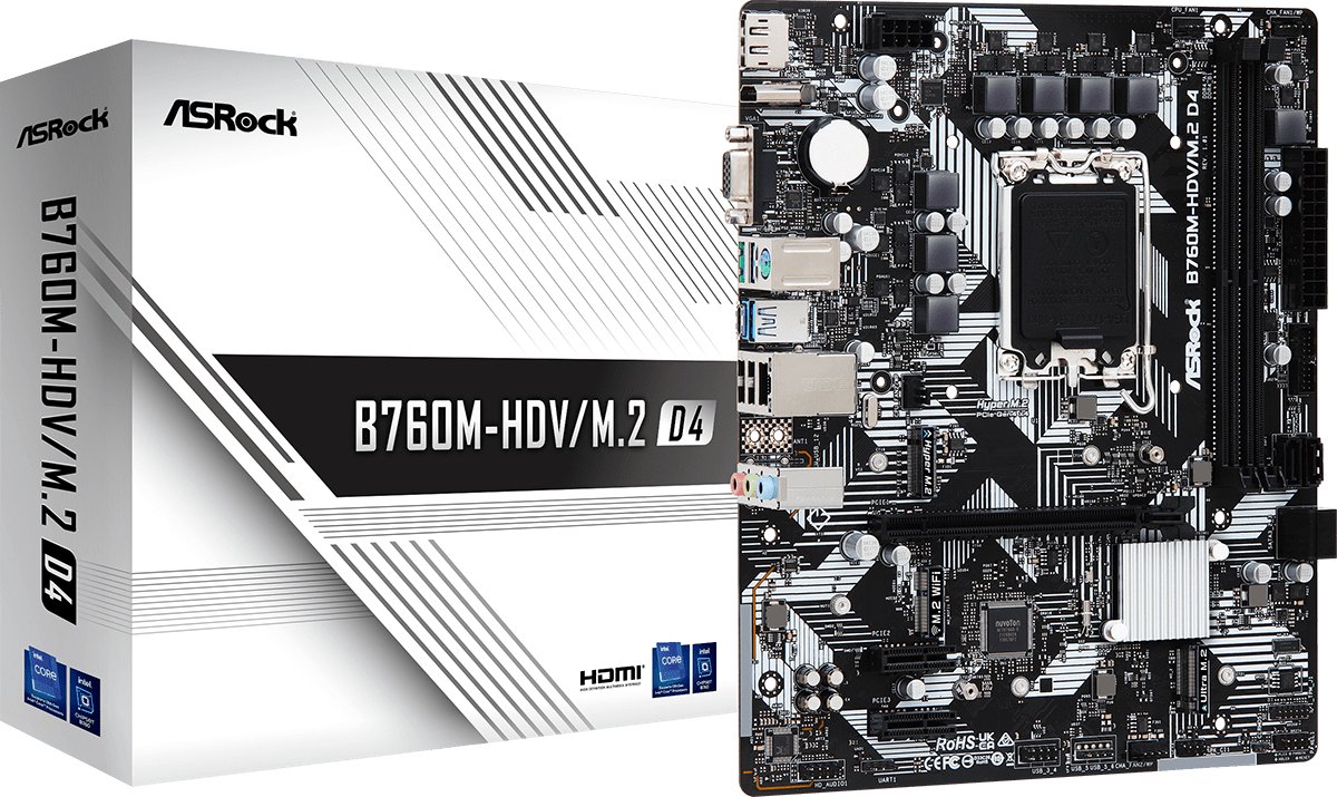 Intel B760 Micro ATX Moederbord – Socket LGA1700 – DDR4 tot 5333 MHz – PCIe 4.0 – USB-C – 7.1 HD Audio – Voor Intel 12e, 13e & 14e Gen