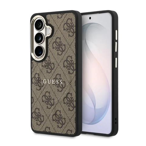 Guess Samsung Galaxy S26 Backcover hoesje - Magsafe PU Leather - 4G Classic Logo - Gold Edge - Bruin