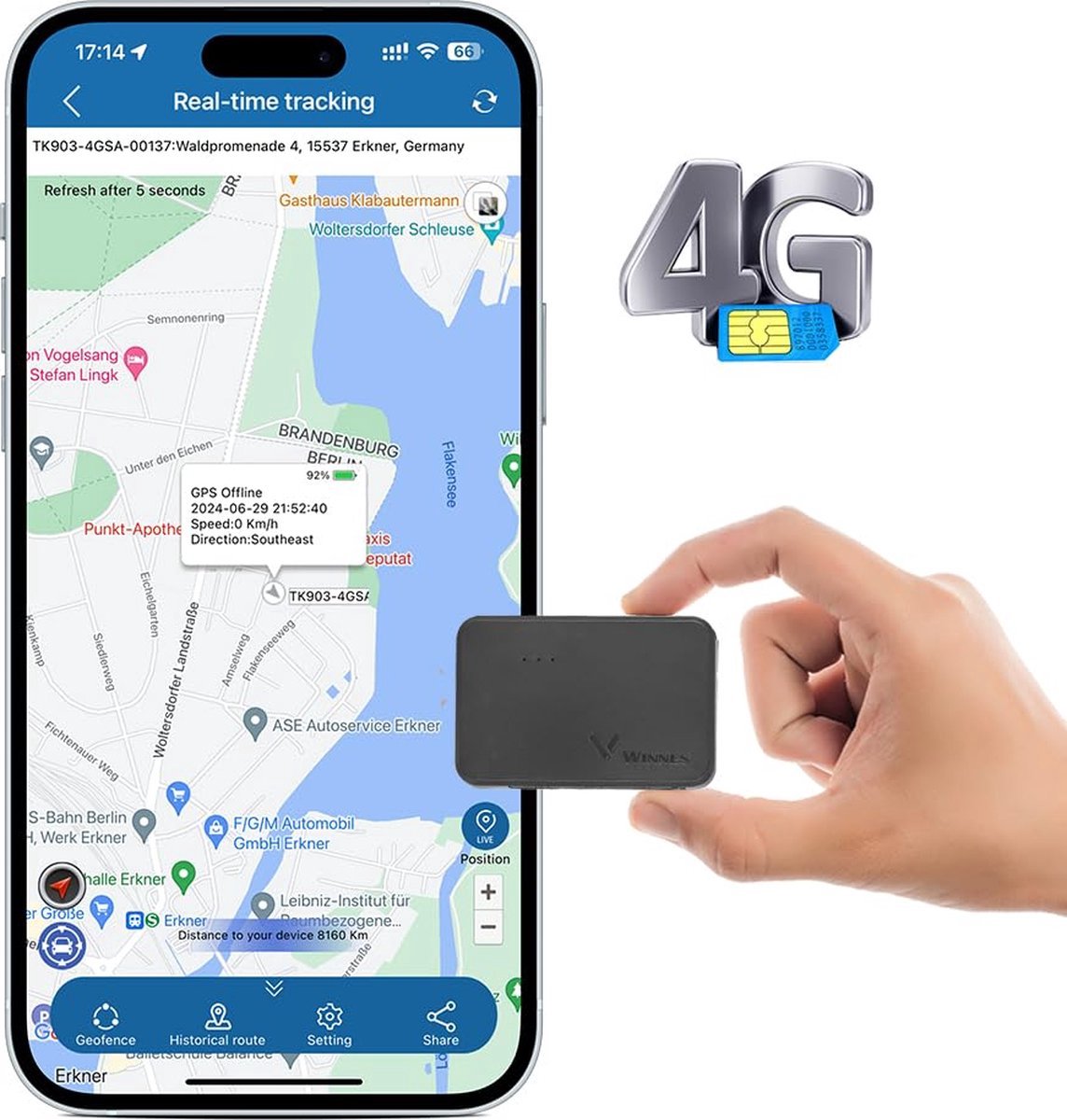 4G Mini GPS Tracker - Real-time tracking - GPS Tracker Auto - 170 landen + Europa dekking GPS Tracker Fiets - GPS Tracker Kind - Volgsysteem - LIVE APP – Geofence - Trilalarm - 1500 mAh batterij - Maand/Jaar Abonnement - Abonnement vereist