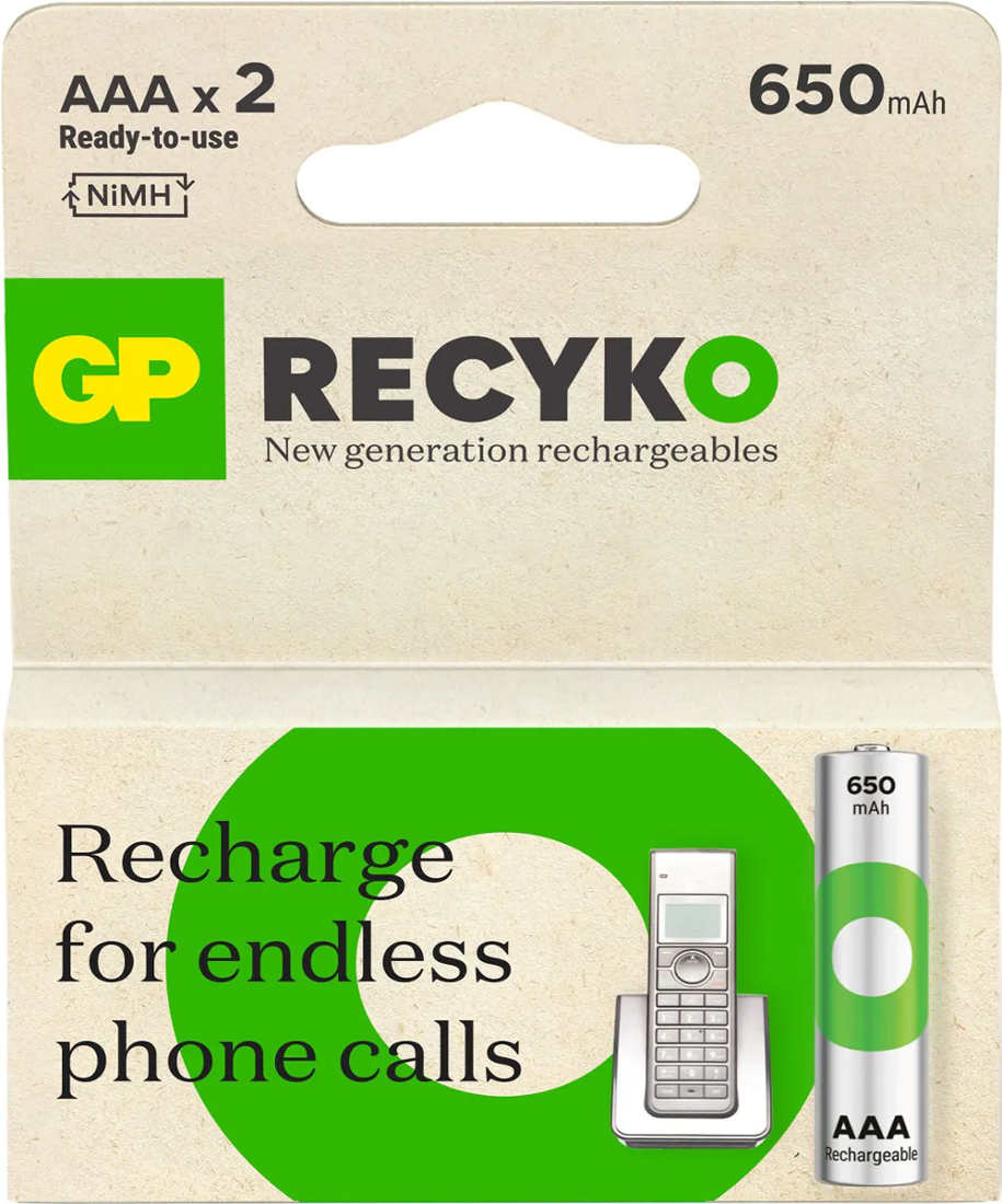 GP ReCyko AAA batterijen 650 mAh (2)