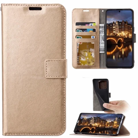 Huawei P40 Lite 2020 Hoesjes - Portemonnee Book Case - Pasjeshouder - Magneetsluiting - Goud