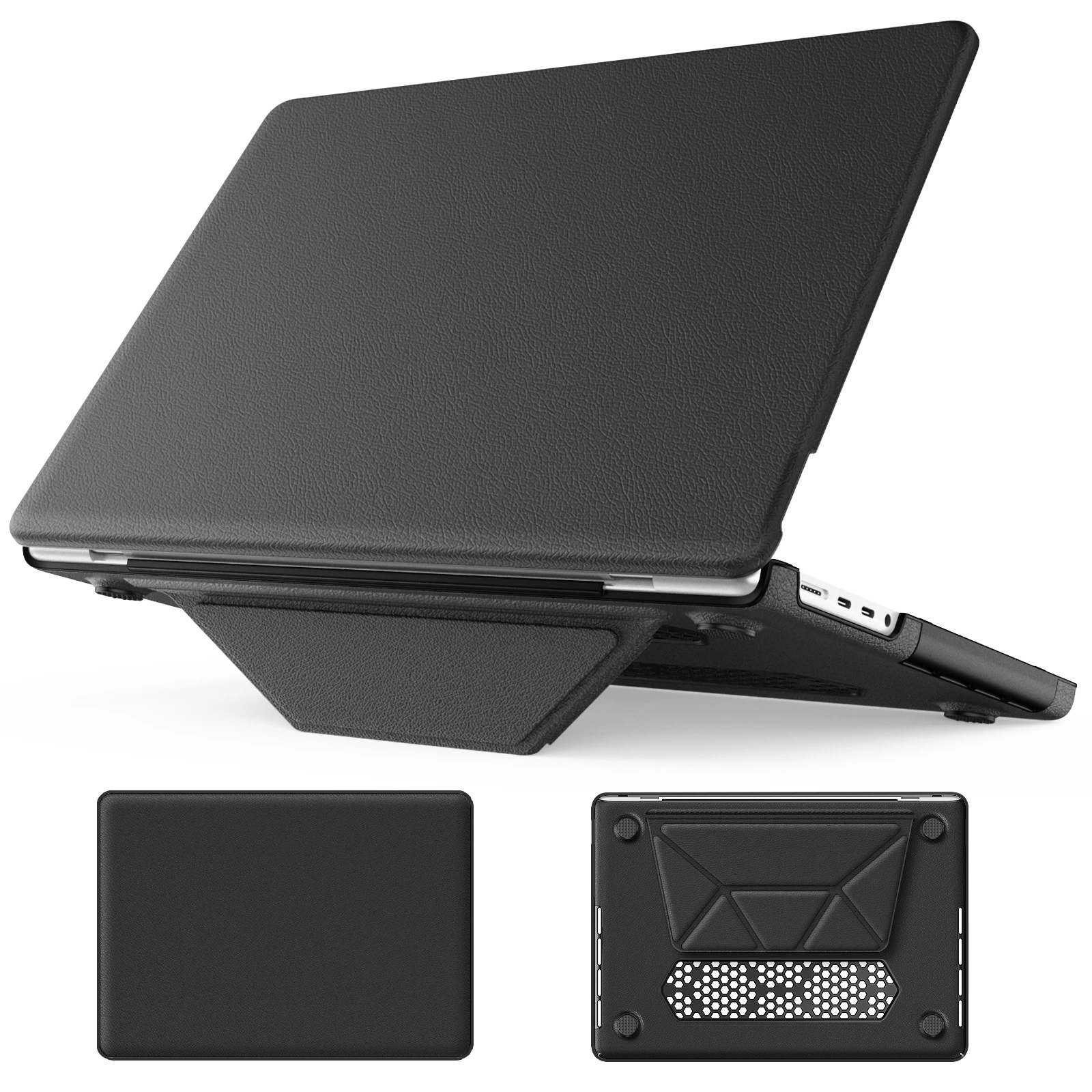 Turtle Shift vegan leer Laptopcover MacBook Pro 14 inch 2026 / 2025 / 2024 / 2023 / 2021 - Zwart