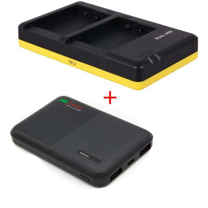Powerpakket Deluxe: DMW-BLC12 duo oplader + 5000mAh Powerbank voor 2 Panasonic accu's DMW-BLC12
