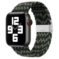 Braided nylon bandje - Zwart / Groen - Geschikt voor Apple Watch 44mm / 45mm / 46mm / 49mm