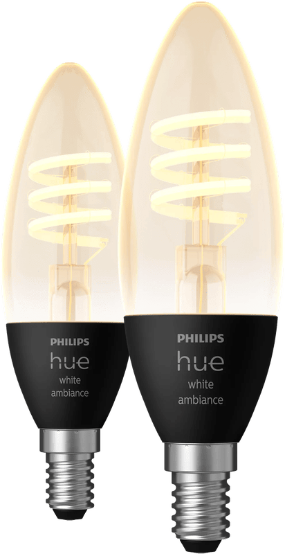 Philips Hue Filamentlamp White Ambiance kaarslamp E14 2-pack