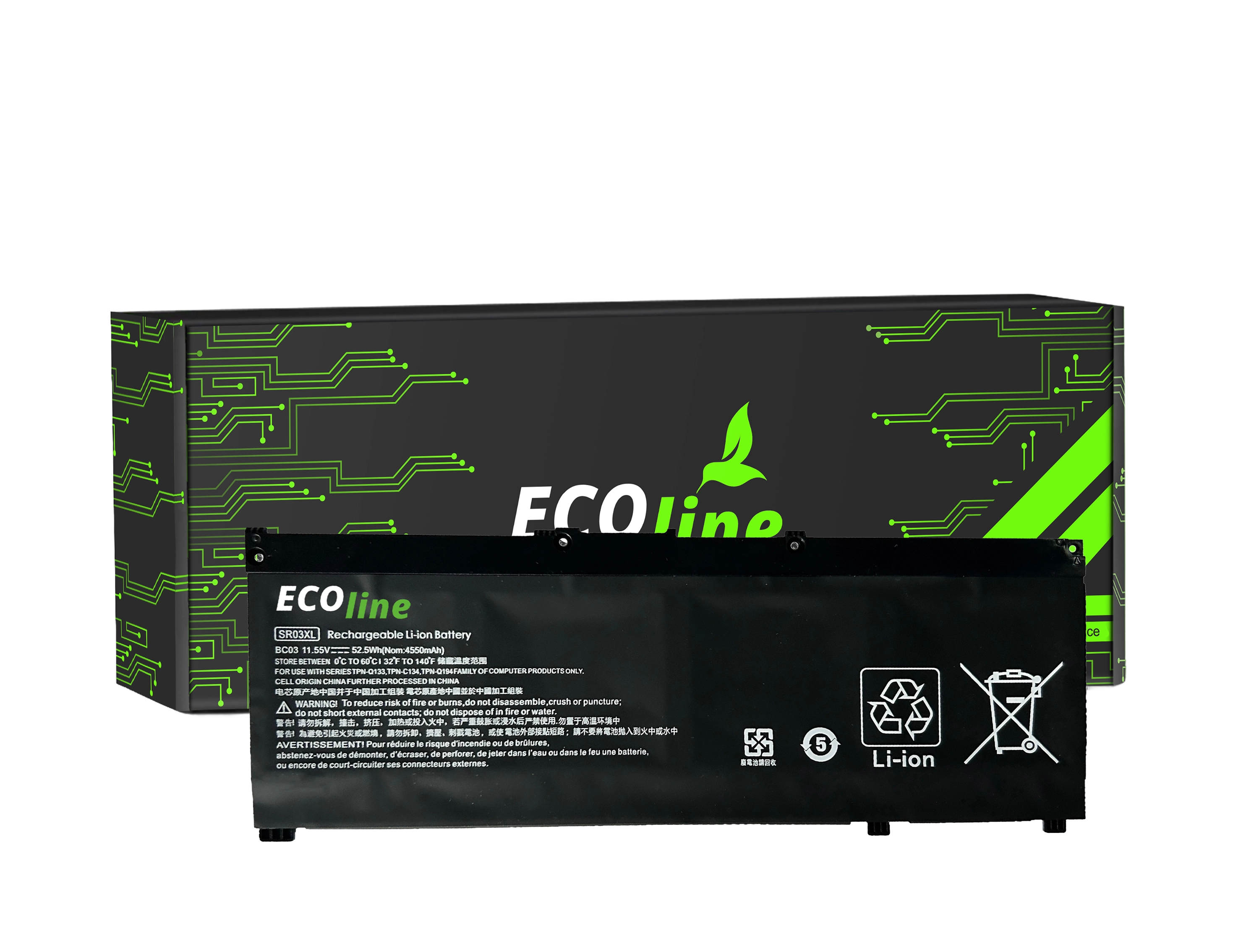 EcoLine - SR03XL Batterij Compatibel Met De HP Omen 15 15-DC 17 17-CB 17-CB0006NW 17-CB0014NW Pavilion Gaming 17 17-CD 17-CD0014NW / 11.55V 4000mAh