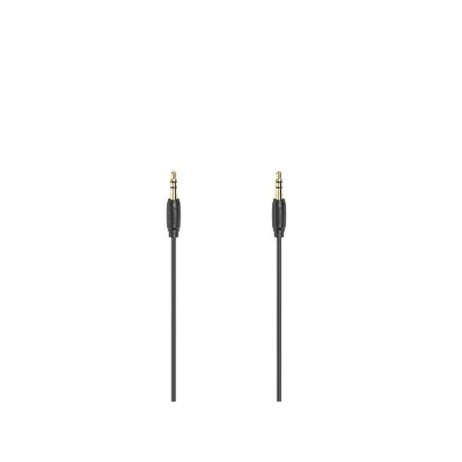 Hama Audiokabel, 3,5 mm jack - 3.5mm jack stereo, verguld, ultradun, 0,5 m Mini jack kabel Zwart