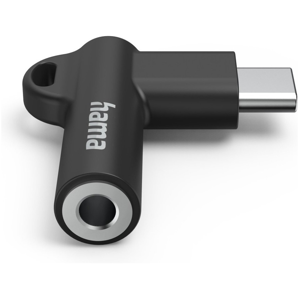 Hama USB-C - 3.5 mm Jack Socket Aux Adapter 90° Angled Plug Oplader Zwart