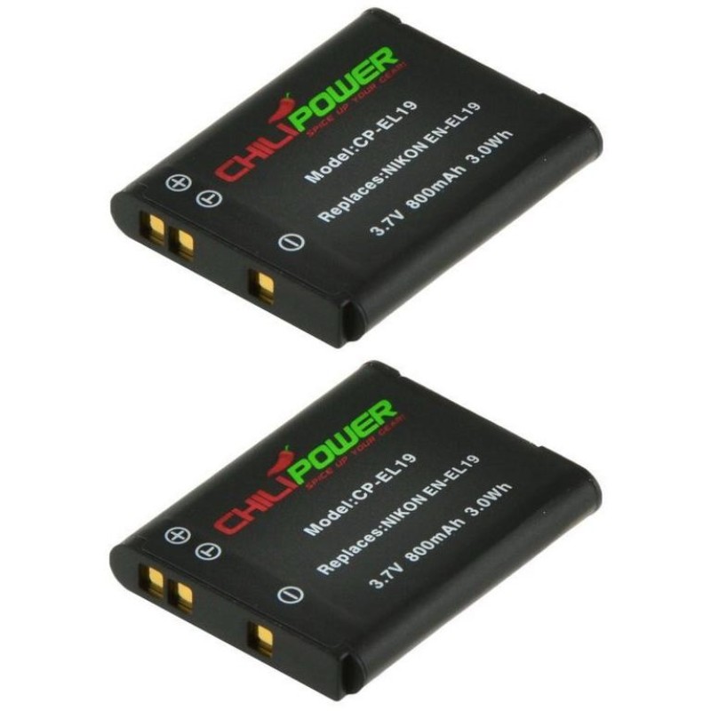 ChiliPower EN-EL19 accu voor Nikon - 800mAh - 2-Pack