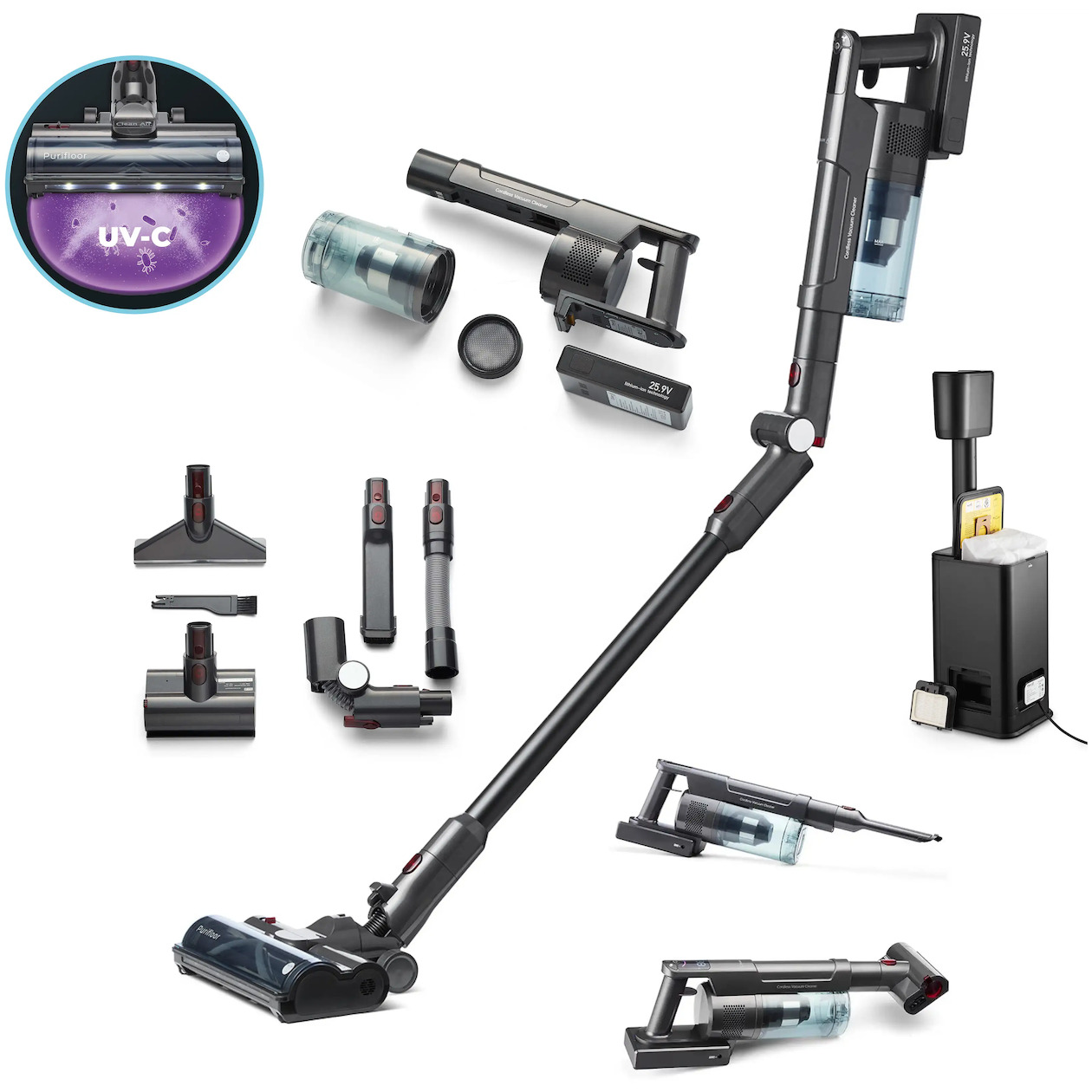 Clean Air Optima Purifloor Vertica Dock Steelstofzuiger met zak